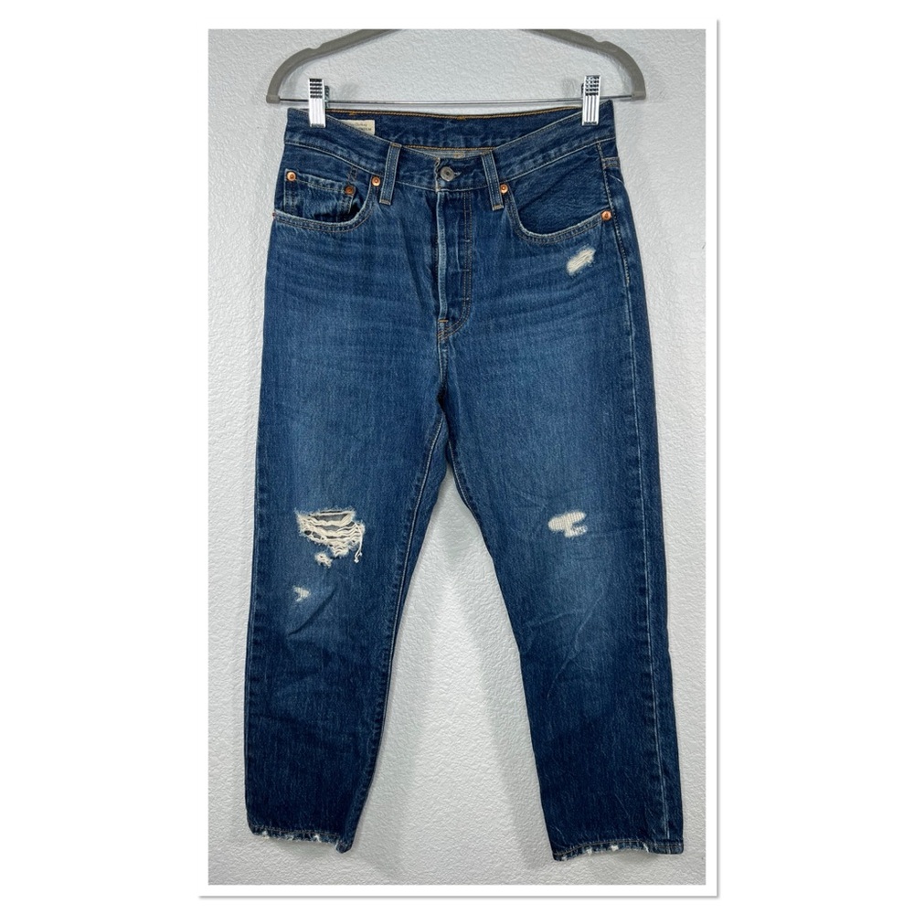 Levi's 501 Original Riveted Distressed Blue 100% Cotton Jeans Sz 27/26